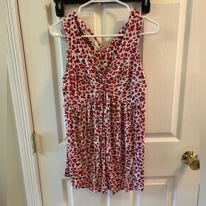 Red and White Sleeveless maternity Top